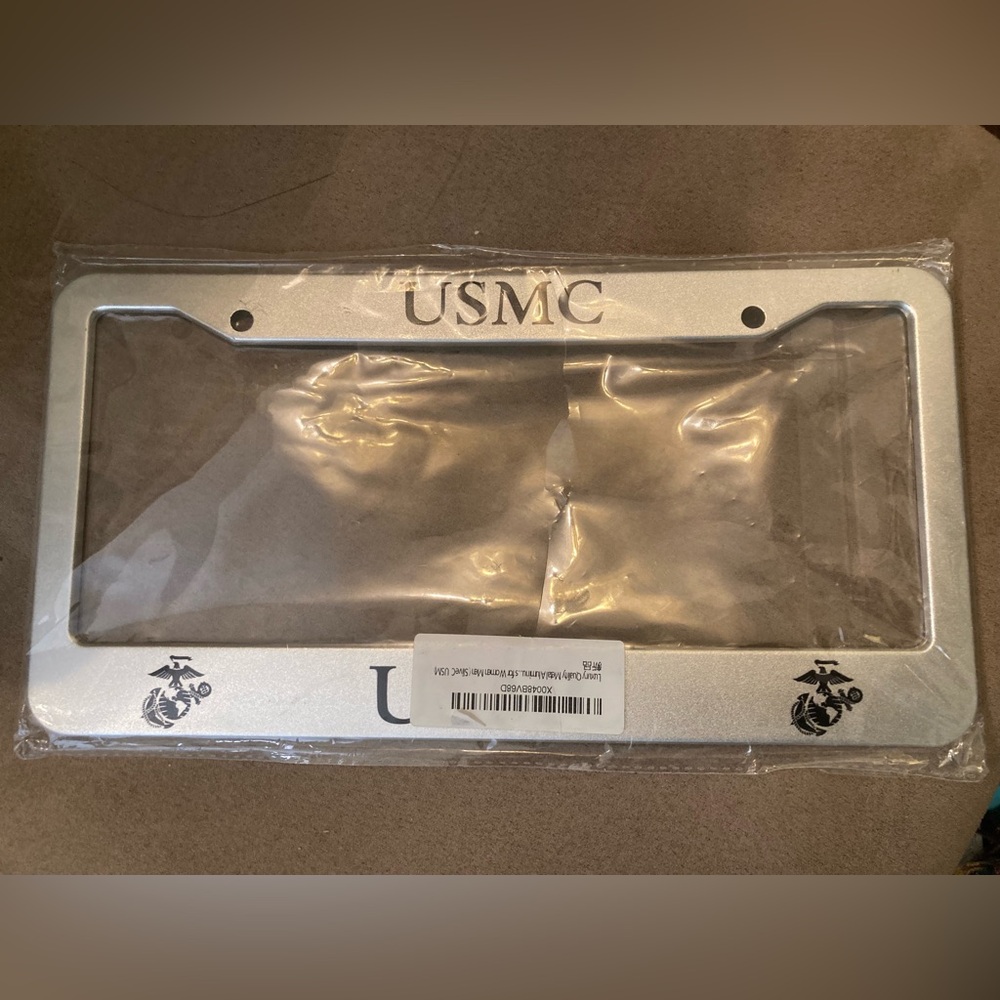 USMC Silver License Plate Frame